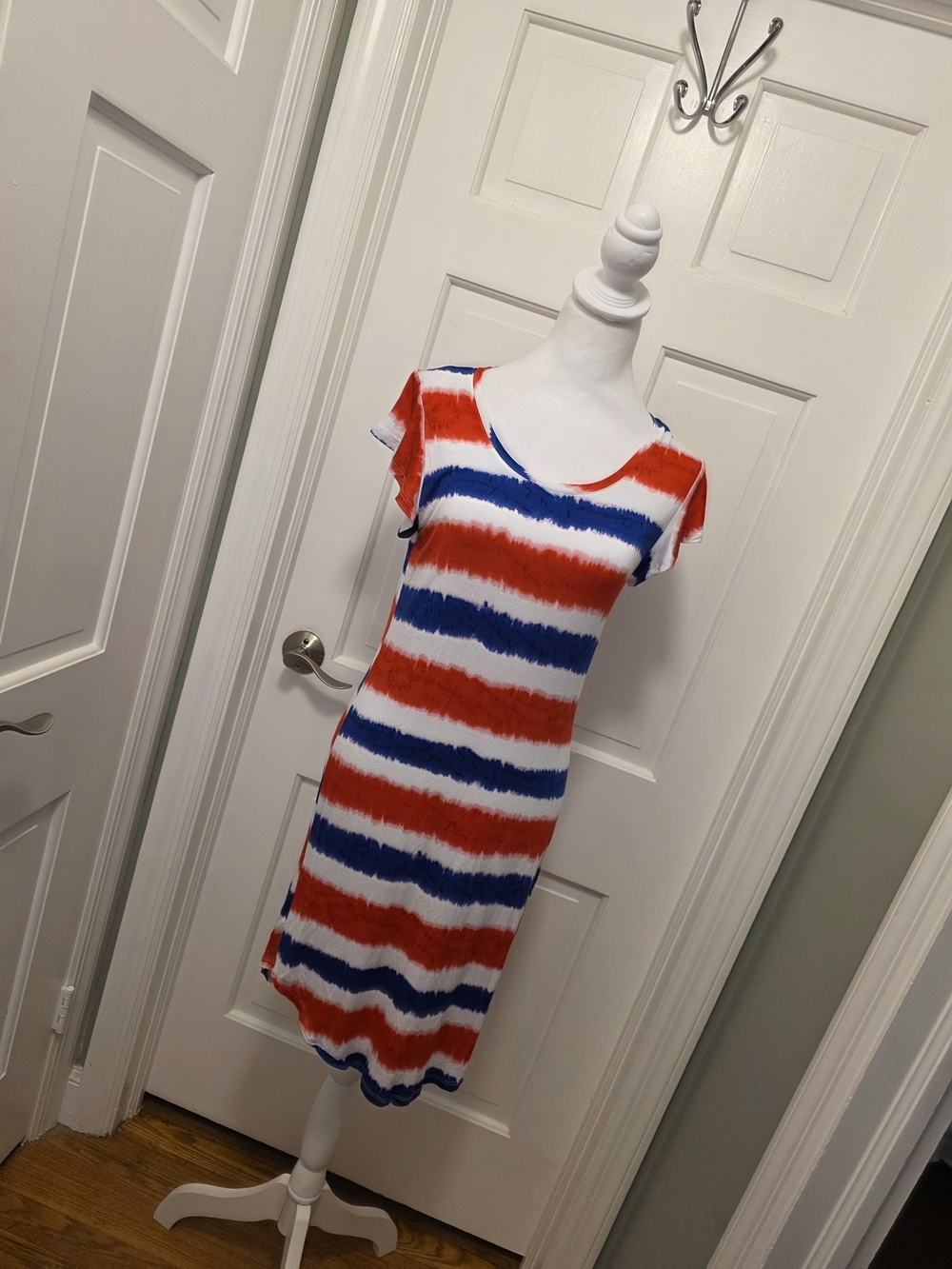 Freshman Red, White & Blue Striped Knit Dress, Size Medium, Stretch, Festive - Picture 6 of 11